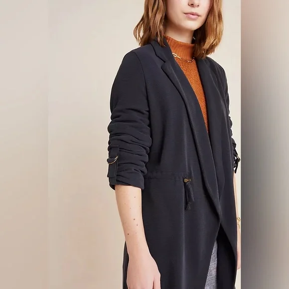 NEW Anthropologie Alia Draped Cardigan Cinch Waist Long Sleeve Blazer Sweater - Picture 2 of 13